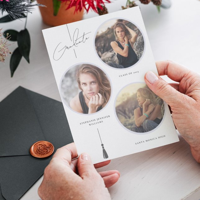 Moderner Abschluss-Collage Circle White Ankündigung (Von Creator hochgeladen)