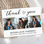 Moderner Abschluss Custom Graduate Herz 3 Foto Dankeskarte<br><div class="desc">Die Einführung unseres exquisiten personalisierten Abschlusses Dankeschön Karten, die perfekte Art, Ihre Dankbarkeit und Wertschätzung in Stil zum Ausdruck zu bringen. Die für moderne Absolventen konzipierten Karten zeichnen sich durch ein elegantes und elegantes Layout aus, das mit einer einfachen Collage aus Foto geschmückt ist. So können Sie bis zu drei...</div>