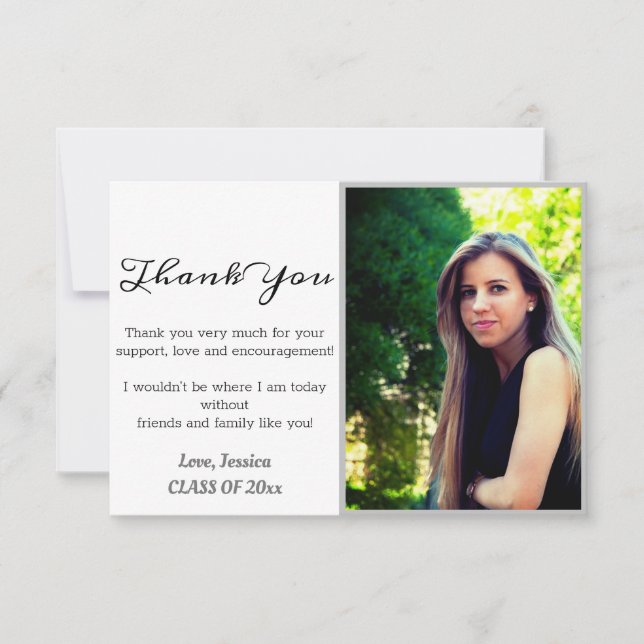 Moderner Abschluss Danke Grand Foto Card (Vorderseite)