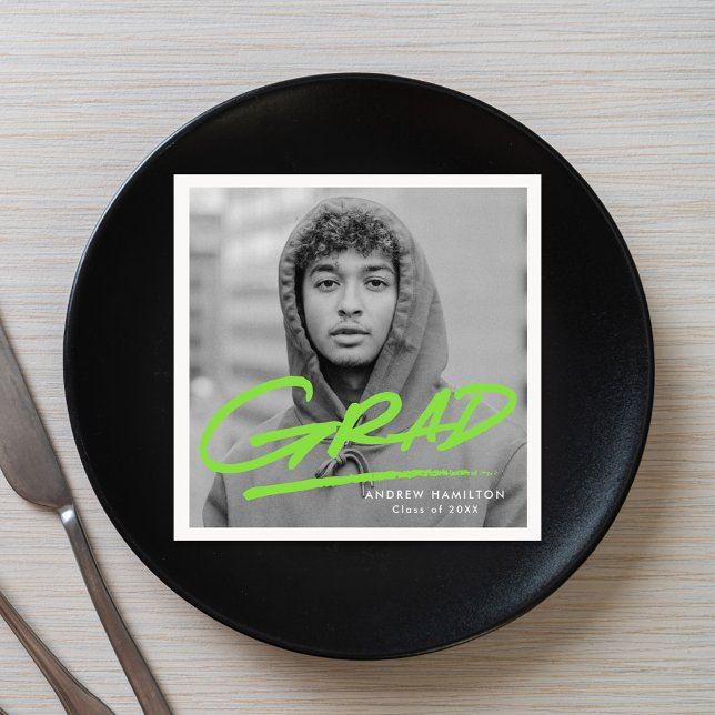 Moderner Abschluss Dashed Grad Lime Green Foto Serviette (Von Creator hochgeladen)
