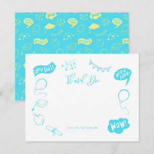 Moderner Abschluss Doodle Blue Limon Vielen Dank Mitteilungskarte