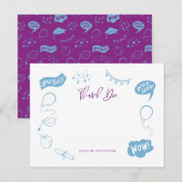 Moderner Abschluss Doodle Lila Blue Vielen Dank