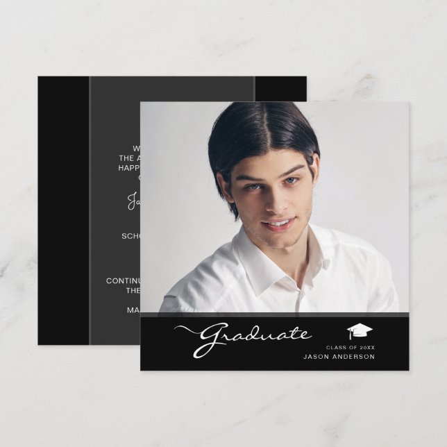 Moderner Abschluss | Elegantes Script Trendy 1 Fot Ankündigung (Vorne/Hinten)