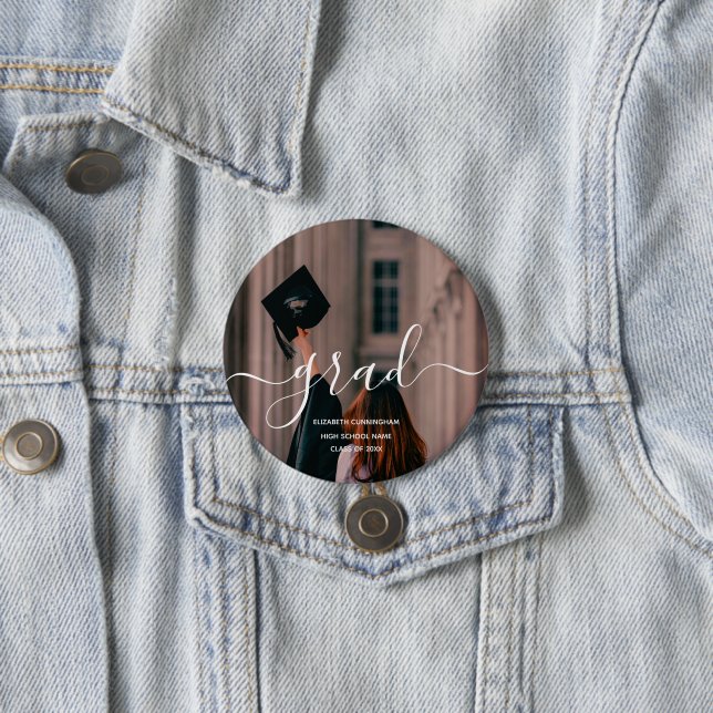 Moderner Abschluss-Foto-Button mit Schreibschrift Button (Beispiel)