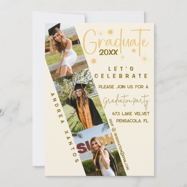 Moderner Abschluss für Elegante Kalligrafie Einlad Einladung (Vorderseite)