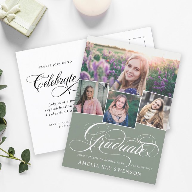 Moderner Abschluss für Elegante Kalligrafie Einlad Postkarte (Von Creator hochgeladen)