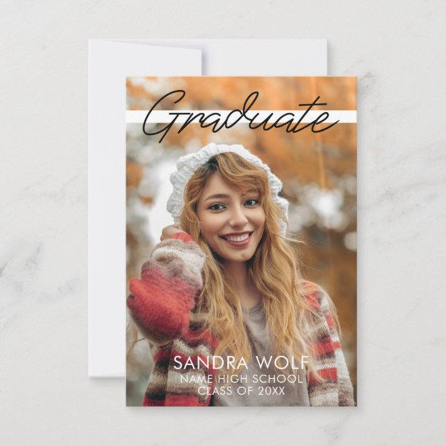 Moderner Abschluss für handgeschriebenes, schwarze Einladung (Vorderseite)