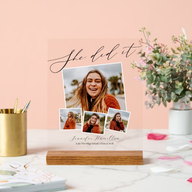 Moderner Abschluss für Minimalistisches Foto Acrylschild (Hochzeit)