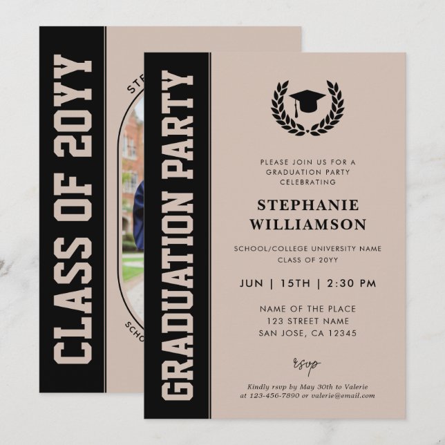 Moderner Abschluss für Minimalistisches Foto Einladung (Vorne/Hinten)