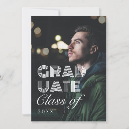 Moderner Abschluss für Schwarzweiß-Foto Einladung