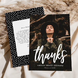 Moderner Abschluss für Schwarzweiß und Weiß-Foto Dankeskarte