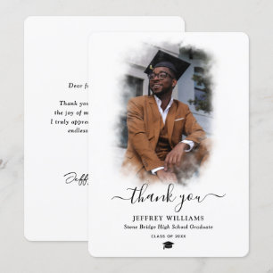 Moderner Abschluss für Schwarzweiß und Weiß-Foto Dankeskarte