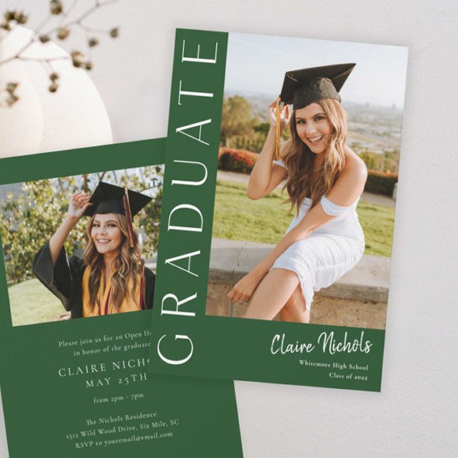 Moderner Abschluss für vertikales Foto Einladung (Modern Typography Photo Graduation Invitation)