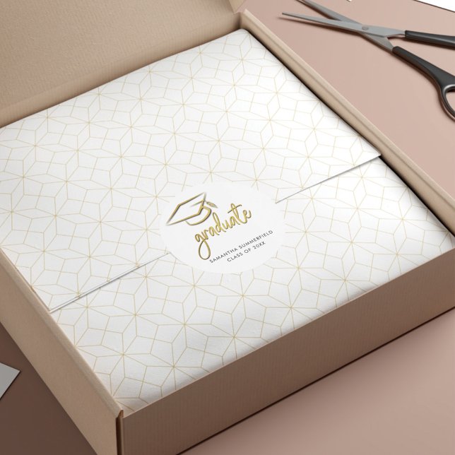 Moderner Abschluss Gold Foil Cap Tassel 2025 Grad Runder Aufkleber (Von Creator hochgeladen)