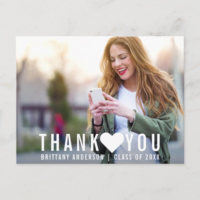 Moderner Abschluss Herzlichen Dank (Leere hinten) Postkarte (Vorderseite)
