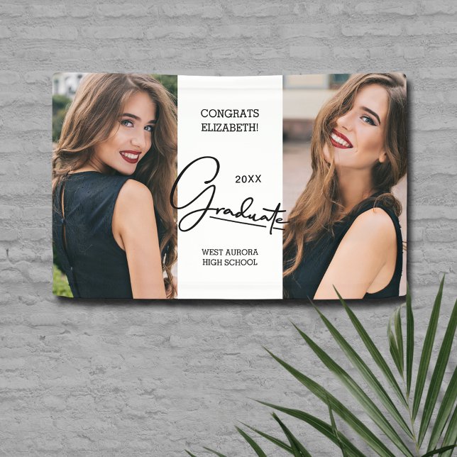 Moderner Abschluss Herzlichen Glückwunsch Foto Banner (Modern Graduation Congratulations Photo Banner)