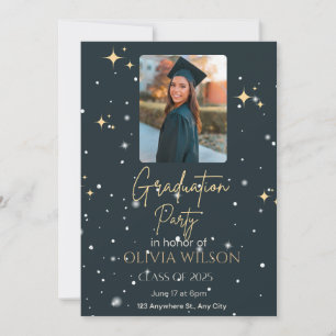 Moderner Abschluss in Schwarz und Gelb Einladung