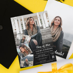 Moderner Abschluss in Schwarzweiß-Foto Einladung