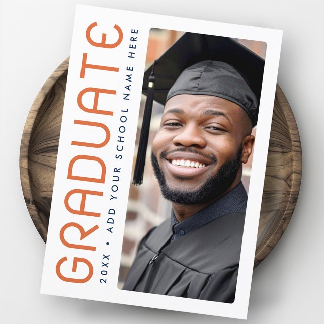 Moderner Abschluss Jahr Foto Hochschulabsolvent Dankeskarte (Modern graduation year photo graduate thank you card)