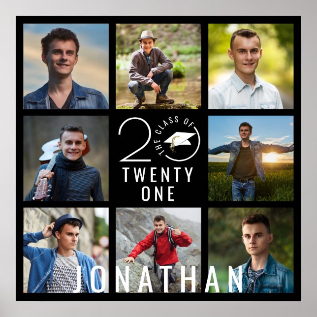 Moderner Abschluss Klasse Jahr 8 Name der Fotocoll Poster (Vorne)