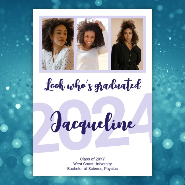 Moderner Abschluss Lila Skriptfotografie Ankündigung (Von Creator hochgeladen)