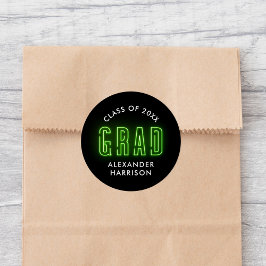 Moderner Abschluss Lime Green Neon Runder Aufkleber