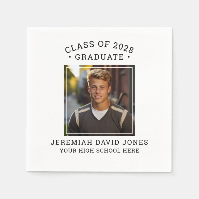 Moderner Abschluss mit einfachem Schwarzweiß-Foto Serviette (Vorderseite)