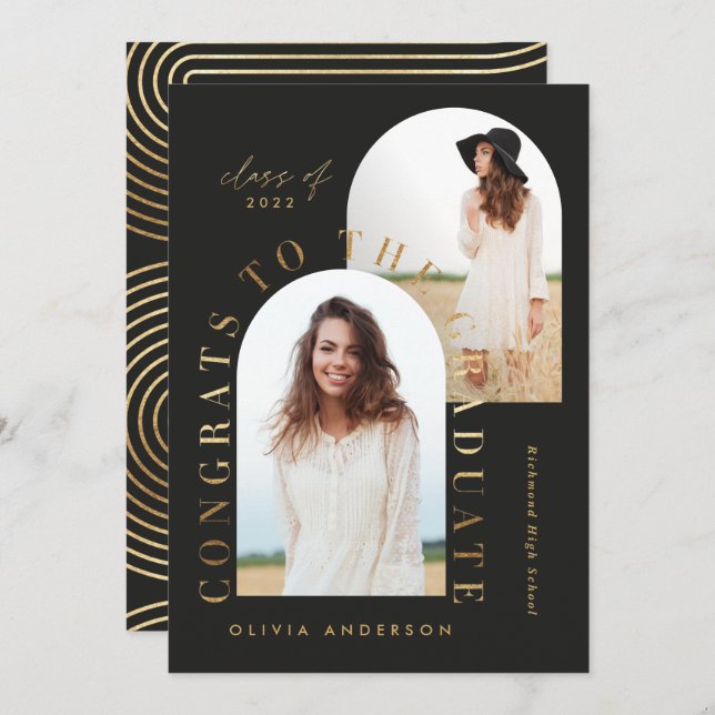 Moderner Abschluss mit schwarzer geometrischer Meh (Vorne/Hinten)