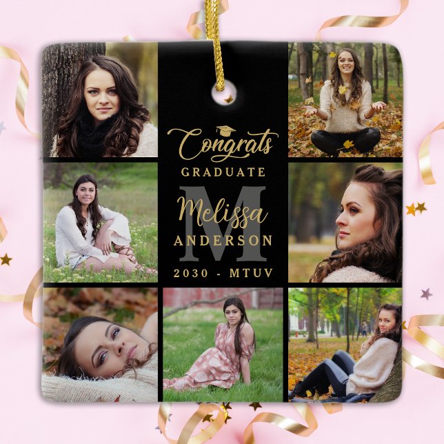 Moderner Abschluss Personalisiert 7 Fotomaterial Keramikornament (Von Creator hochgeladen)