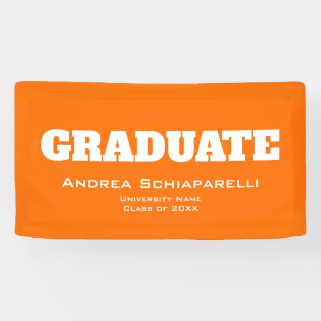 Moderner Abschluss Personalisiert Orange Indoor Banner (Horizontal)
