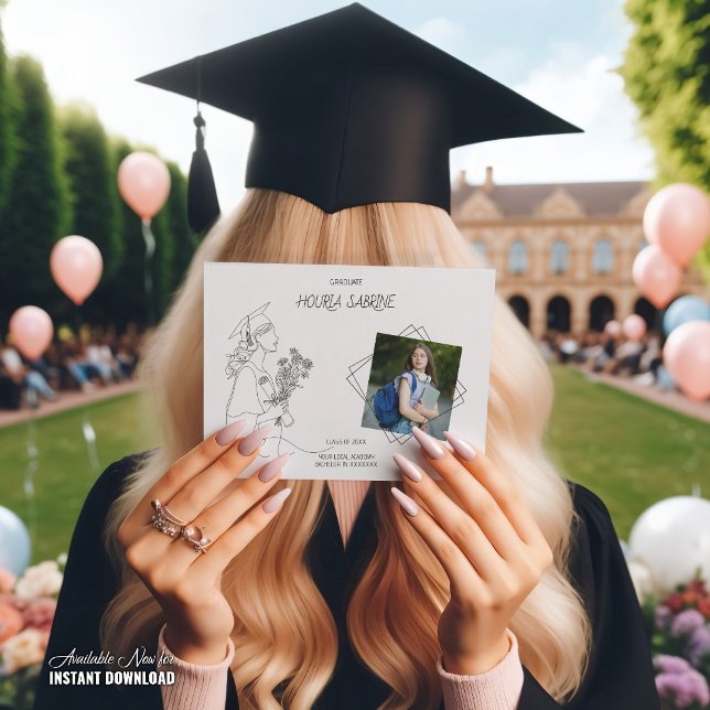 Moderner Abschluss Schwarz-Weiß-Graduierte Ankündigung (Von Creator hochgeladen)