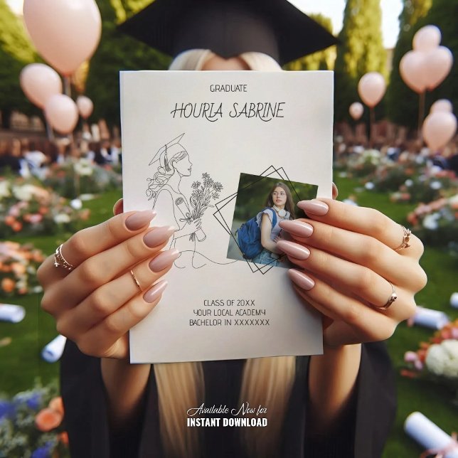 Moderner Abschluss Schwarz-Weiß-Graduierte Ankündigung (Von Creator hochgeladen)