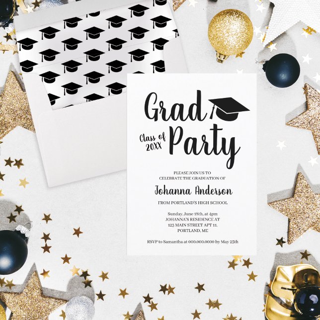 Moderner Abschluss Script Grad Party Einladung (Modern Graduation Script Grad Party Invitation
)
