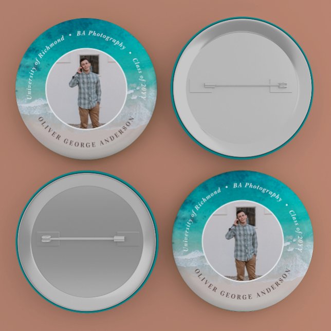 Moderner Abschluss Strand Modernes Foto Reisen Button (Von Creator hochgeladen)