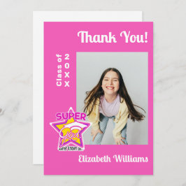 Moderner Abschluss Super Grad Pink bearbeitbar Dankeskarte