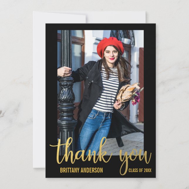 Moderner Abschluss Vielen Dank für Ihre Graduate C Ankündigung (Vorderseite)