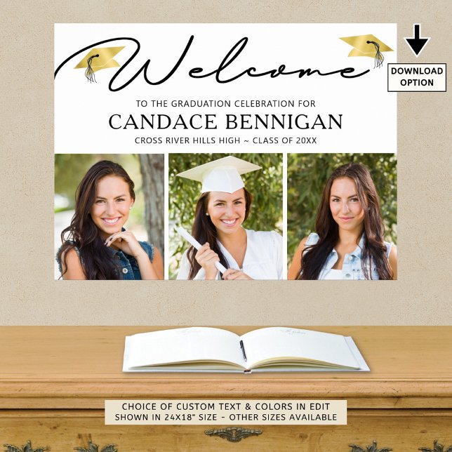 Moderner Abschluss Willkommen 3 Fotos Einfache Skr Poster (Von Creator hochgeladen)