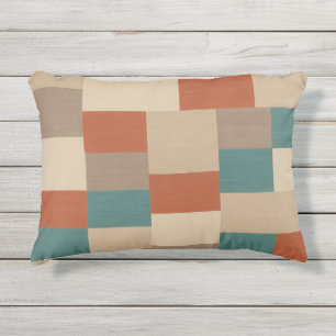 Moderner Abstrakt geometrischer Block in Aquamarin Kissen Für Draußen