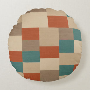 Moderner Abstrakt geometrischer Block in Aquamarin Rundes Kissen