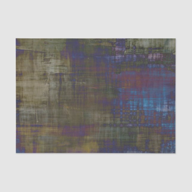 Moderner Abstrakter Blaubrauner Gelbgrunge Seidenpapier (Vorderseite)