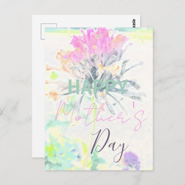 Moderner Abstrakter Blumenimpressionstag Postkarte (Vorne/Hinten)