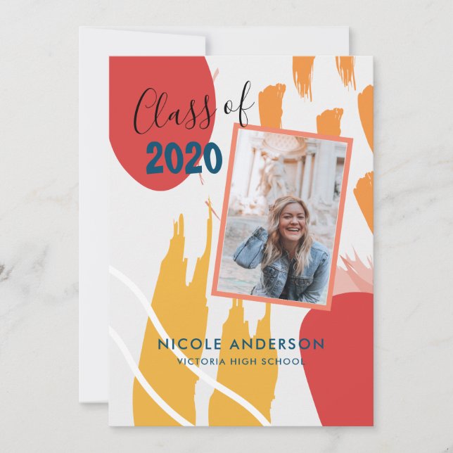 Moderner Abstrakter Brush Stroke Abschluss Einladung (Vorderseite)