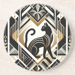 Moderner abstrakter dekorativer Katzen-Sandstein-G Getränkeuntersetzer