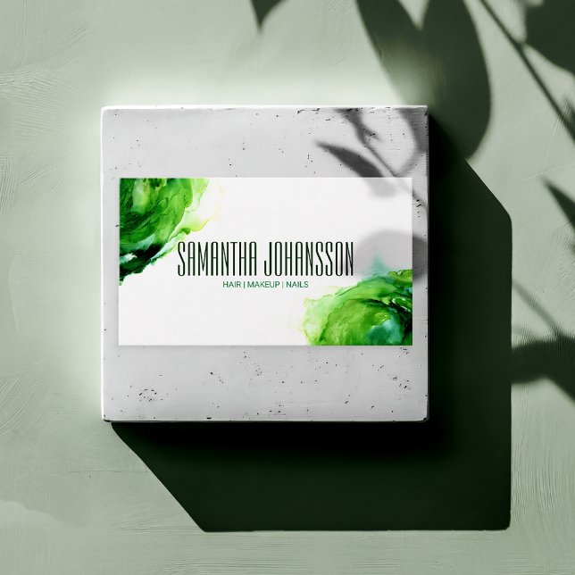 Moderner Abstrakter Emerald Green Brush Stroke Tre Visitenkarte (Von Creator hochgeladen)