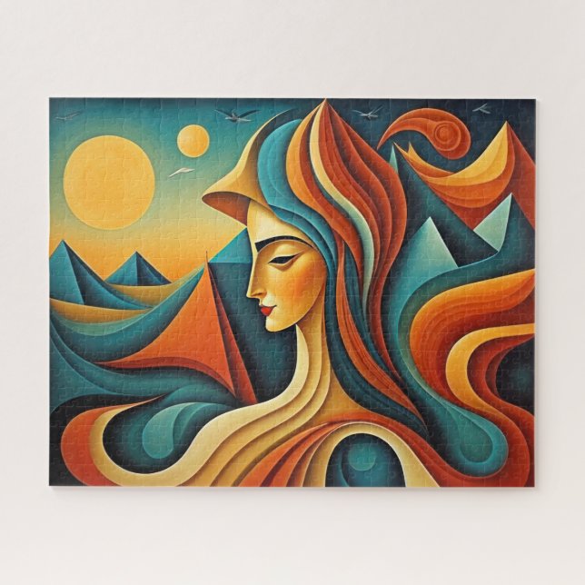 Moderner abstrakter Entwurf Kubismus Surrealismus Puzzle (Horizontal)