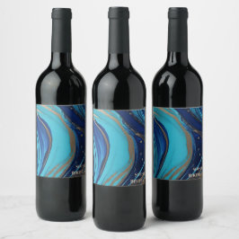 Moderner Abstrakter Flow Art- Weinetikett