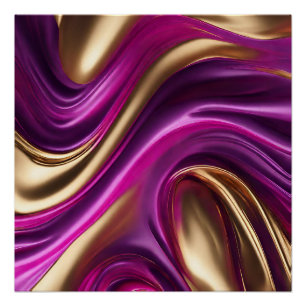 Moderner Abstrakter Fluss Art - Lila Rosa und Gold Poster