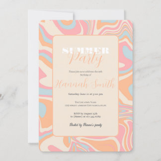 Moderner abstrakter Flüssig-Wirbel Peach Fuzz Einladung