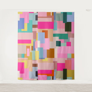 Moderner Abstrakter geometrischer Farbblock Mitte  Wandteppich