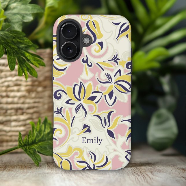 Moderner Abstrakter Girley Floral Personalisierter Case-Mate iPhone Hülle (Von Creator hochgeladen)
